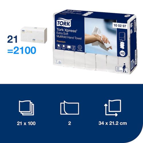 100297 Tork Premium interfold kéztörlõ, extra soft H2 rendszerhez