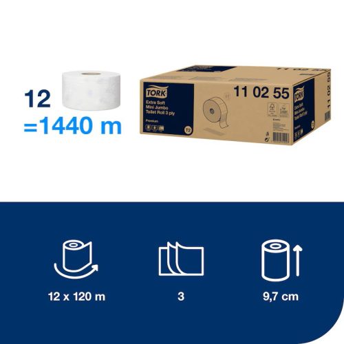 110255 Tork mini Jumbo Prémium toalettpapír, T2-es rendszer