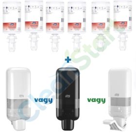   424710 Tork fertőtlenítő kézmosó folyékony szappan 6 darab + 1 darab Tork szappan- és kézfertőtlenítő-adagoló 90%-os kedvezménnyel