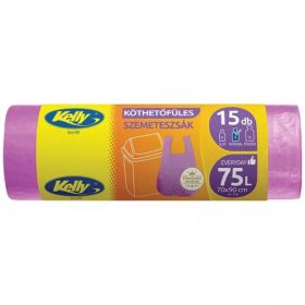 KELLY Szemeteszsák köthető füles 70x90 cm 75L 15 darabos